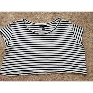 F21 Striped oversized crop top size SM